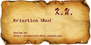Krisztics Ubul névjegykártya